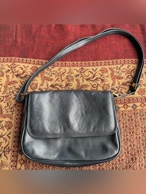 Giudi Made in Italy Black Genuine Leather Crossbody Handbag